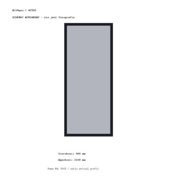 Drzwi aluminiowe zamykane ACS 50 do sauny ALU4you 900 × 2100 mm – grafit, RAL 9005