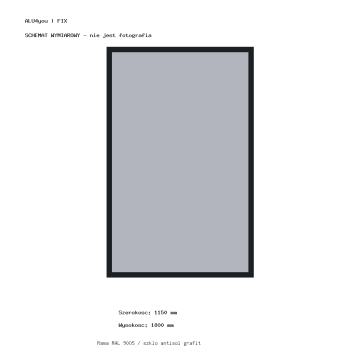 Okno aluminiowe FIX do sauny ALU4you 1150 × 1800 mm – grafit, RAL 9005