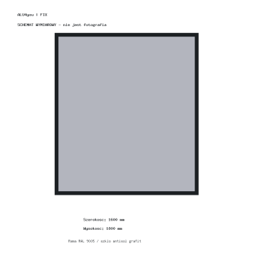 Okno aluminiowe FIX do sauny ALU4you 1600 × 1800 mm – grafit, RAL 9005