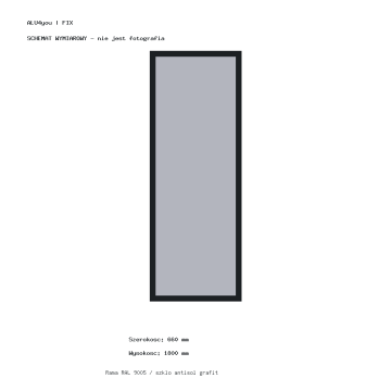 Okno aluminiowe FIX do sauny ALU4you 660 × 1800 mm – grafit, RAL 9005
