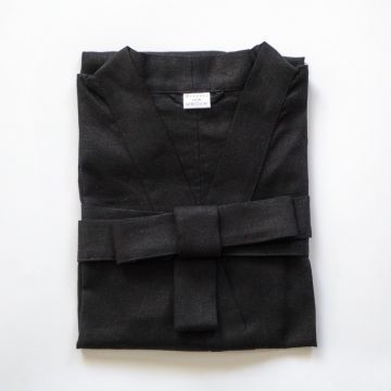 LENNEA černý lněný župan/kimono