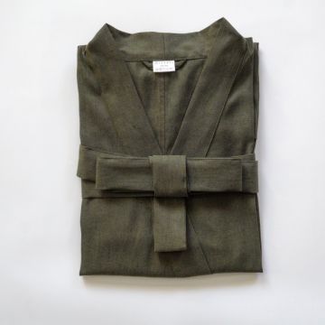LENNEA khaki lněný župan/kimono