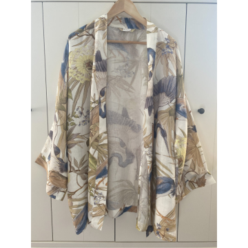Kimono LENNEA Blue Herons Linen