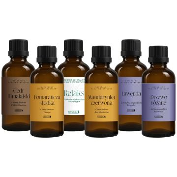 Sada olejů Bassau RELAX AROMA v dřevěné krabičce, 6x15ml