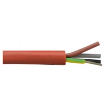Silikonový SIHF kabel 180°C 4x0,75 mm2 cihlově červený 300/500V tepelně odolný bezhalogenový spirálový kabel